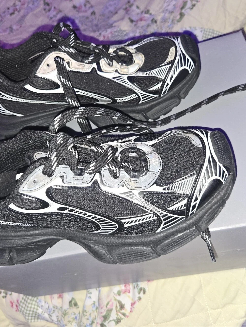 Balenciaga Black and White Athletic Sneakers